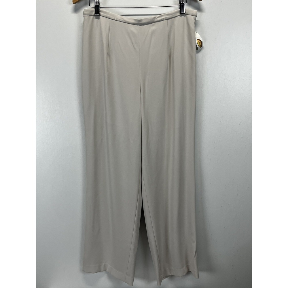 NEW! Vtg Talbots Dress Pants Trousers 12 Deadstock Pale Grey Side Zip Wide Leg